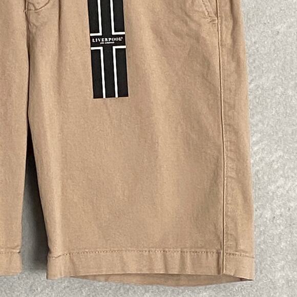 Liverpool Los Angeles Men's 30W Khaki Trouser Short Stretch Flat Front NEW - Picture 4 of 13